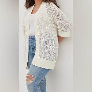 🆕NWT🔖Torrid White Open Knit Open Front Long Line Cardigan - 3x